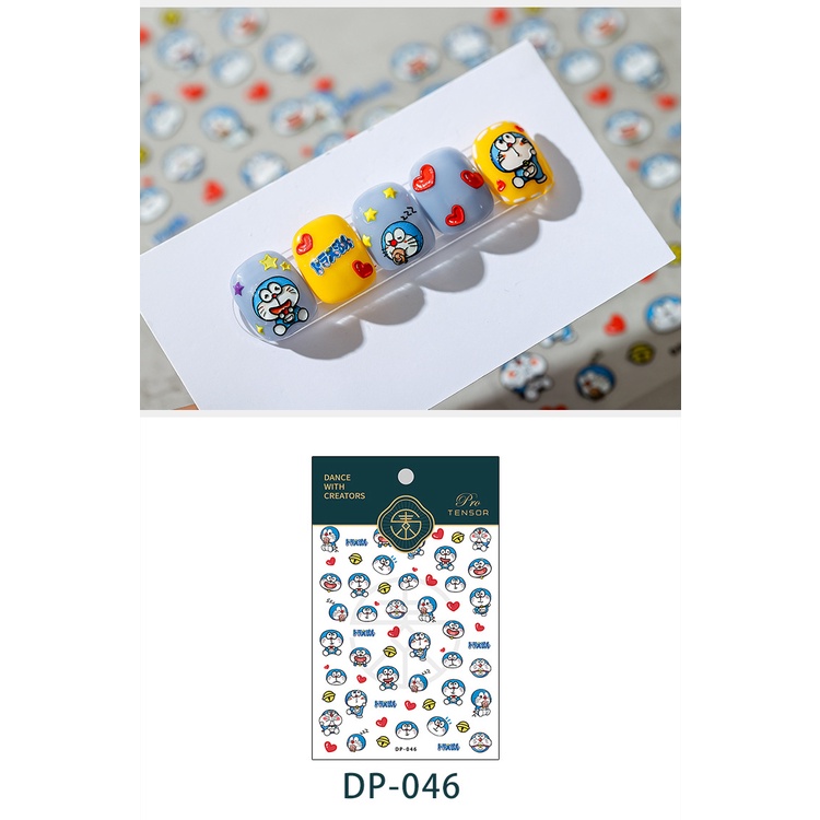 Miếng Dán Móng Tay 5D Hình Doraemon Chống Thấm Nước