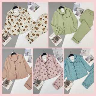 [Pijama Cao Cấp Có Size] Pijama Nhung Tăm - Bộ Mặc Nhà Dài Tay Thu Đông Chất Dày Dặn Êm Mịn