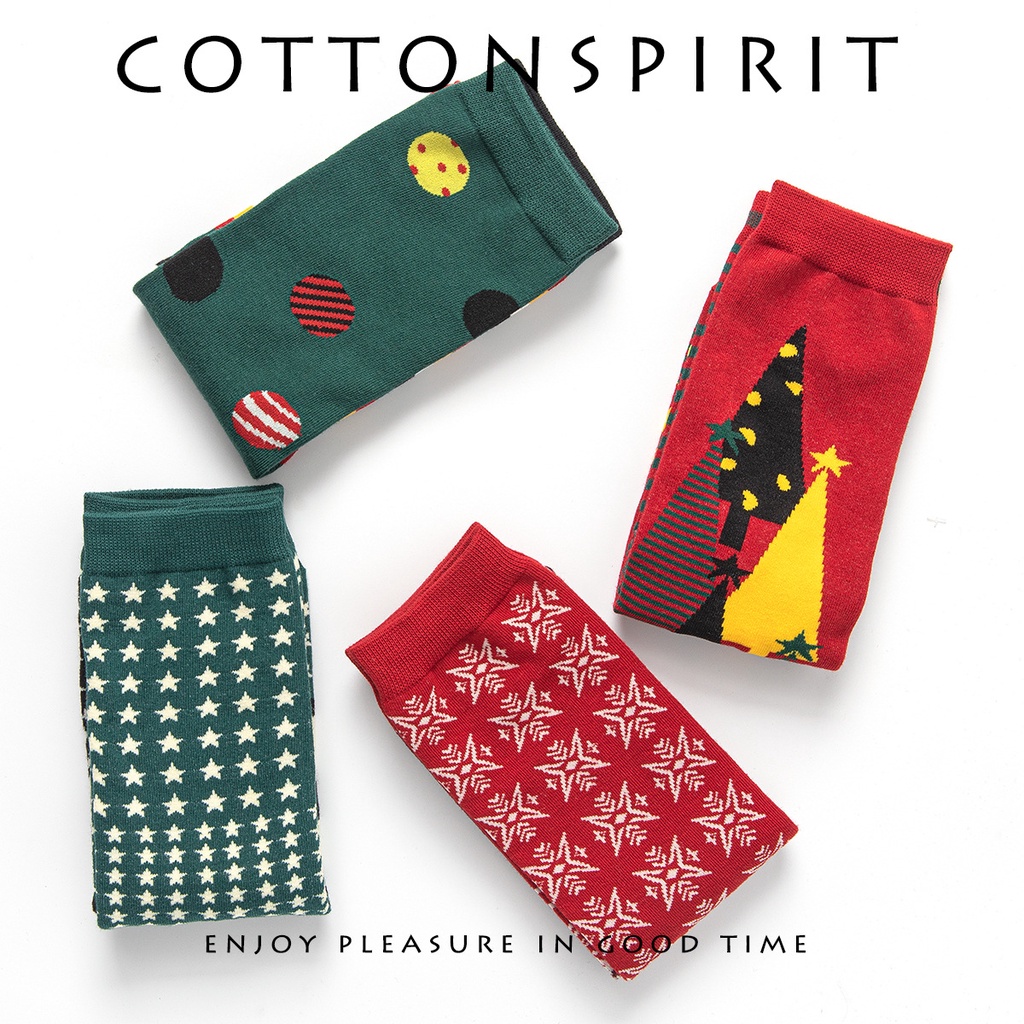 Vớ noel nữ Tất noel Giáng sinh nữ cổ cao Họa tiết Cá tính Cao cấp chất dày dặn Phong cách Hàn Quốc Thu Đông Giữ ấm