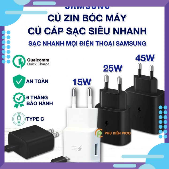 Củ Sạc Nhanh Samsung 15W 25W 45W Note /8/9/10/20 - Cáp sạc nhanh Samsung S22/S20/S21/Plus/Ultra Cáp sạc Nhanh Type C