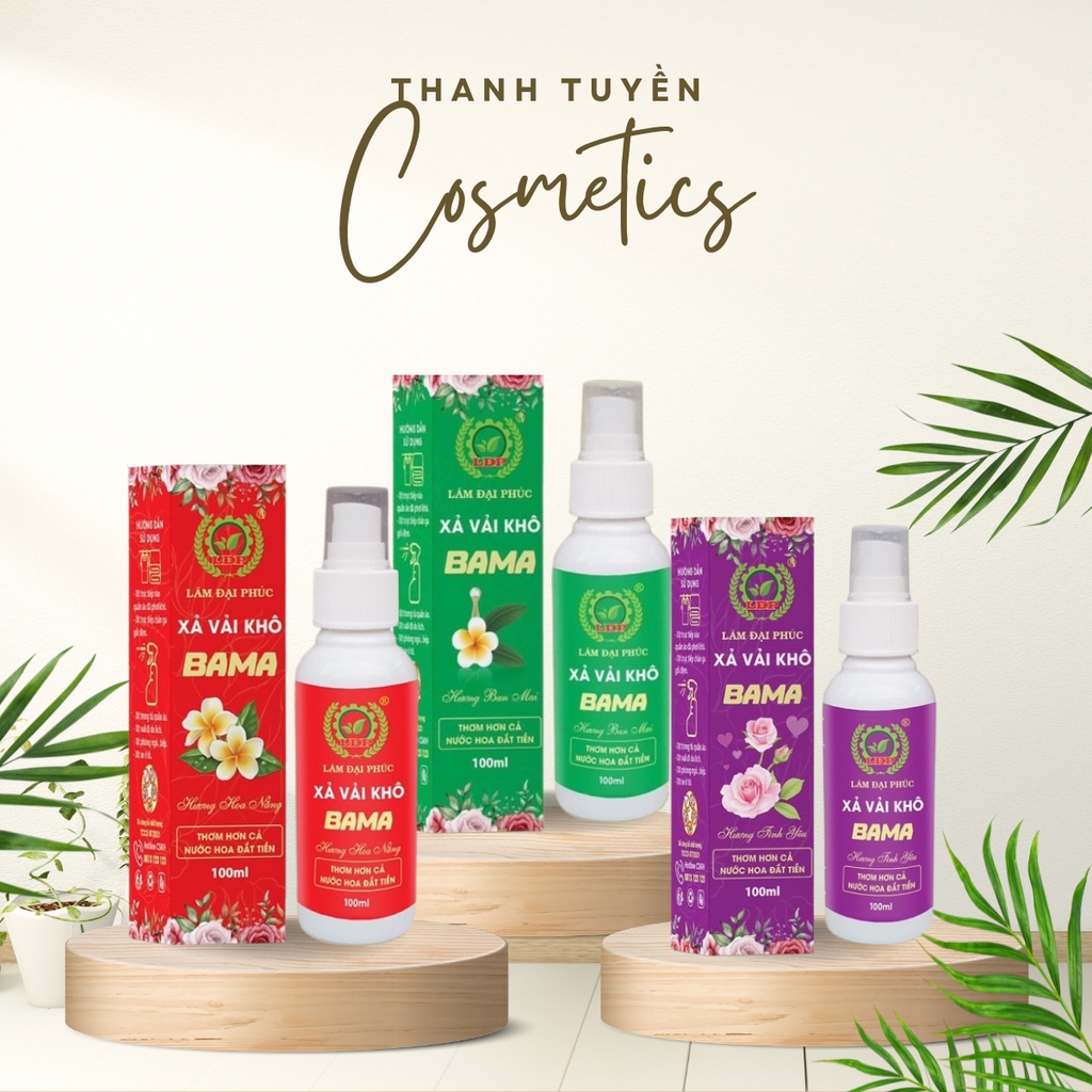 Combo 2 Nước Xả Vải Khô BAMA Lâm Đại Phúc 100ml - Chai Nước Hoa Xịt Thơm Quần Áo, Thơm Dài Lâu.