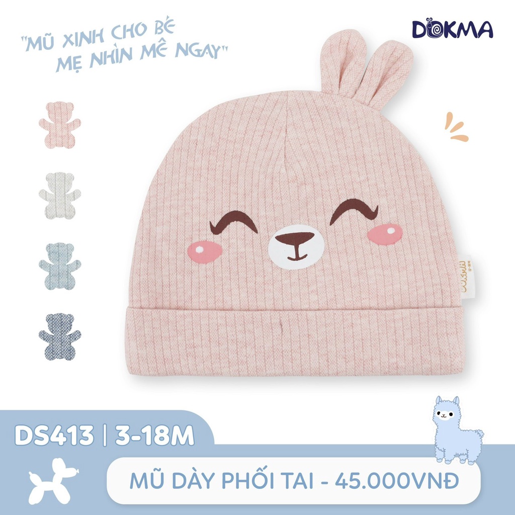 🌶 🌶 🌶 Mũ sơ sinh bo dày phối tai Dokma DS413