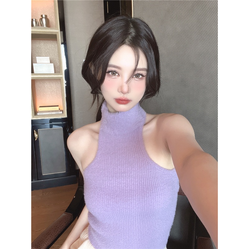 ZHELIHANGFEI Áo Dệt Kim Hai Dây Lưng Cao Kiểu Dáng Quyến Rũ Cho Nữ