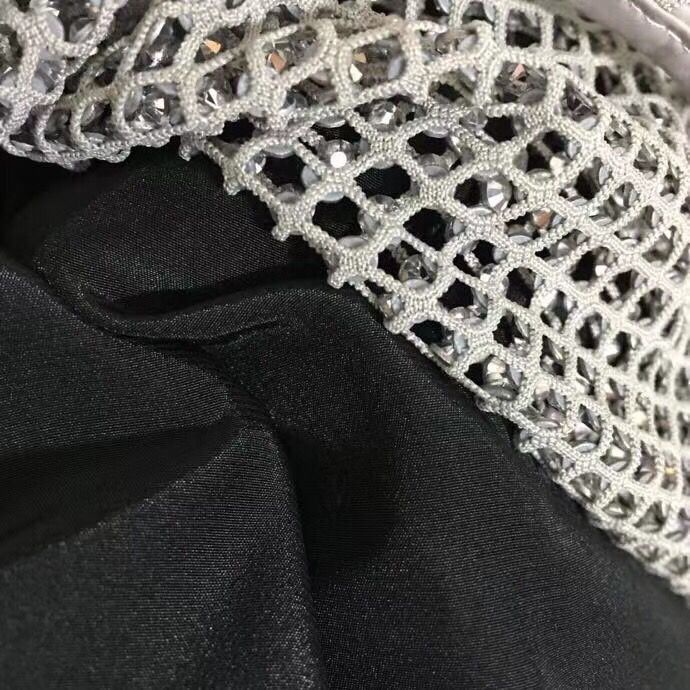 PRADA 2022 new style imitation Crystal sling two-piece set heavy industry hot drilling hollow out navel short vest sexy spot supply