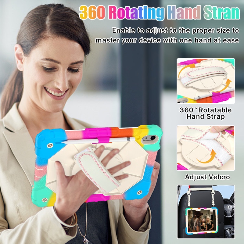 Ốp Máy Tính Bảng Có Dây Đeo Vai / Tay Cầm Xoay Chống Sốc Cho iPad 10th Gen 10.9 2022 9th 8th 7th 6th 5th Gen / Air 5 Air 4 / Pro 11 2022 2021 2020 2018 / Mini 6