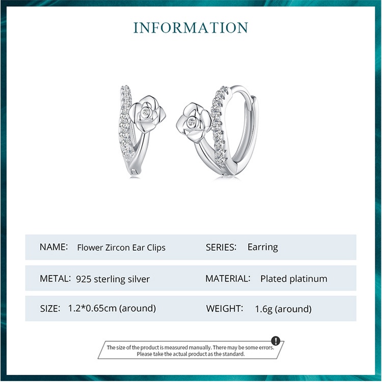 BAMOER Bông Tai Bạc 925 HìNh Hoa ĐíNh Đá Zircon ThờI Trang