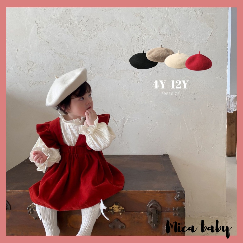 Mũ nồi dạ trơn chất liệu cao cấp cho bé từ 4-12 tuổi MN62 Mica baby