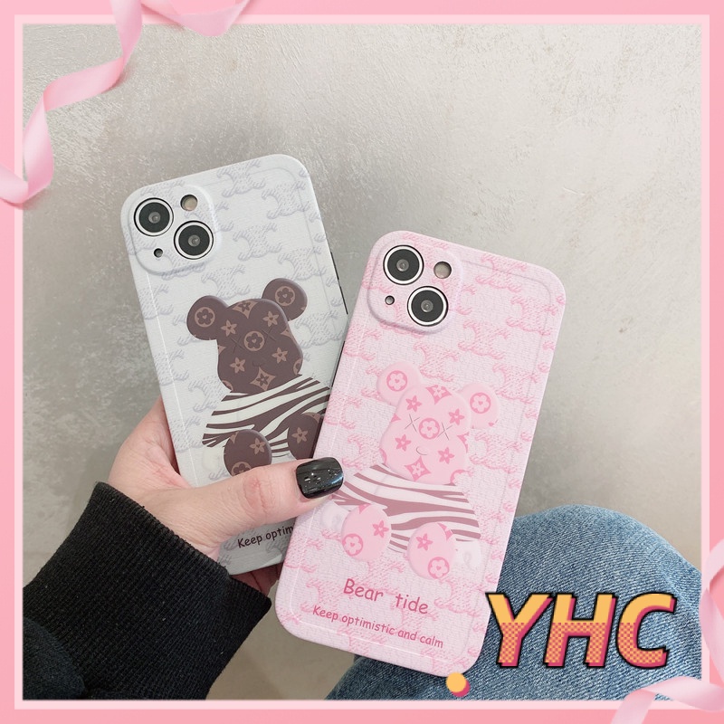 Ốp Điện Thoại Họa Tiết Gấu &amp; Gạch Cho iPhone 6s 6splus 7 7plus 8 8plus X XS XSMAX 11 12 Pro Max Plus Promax-432