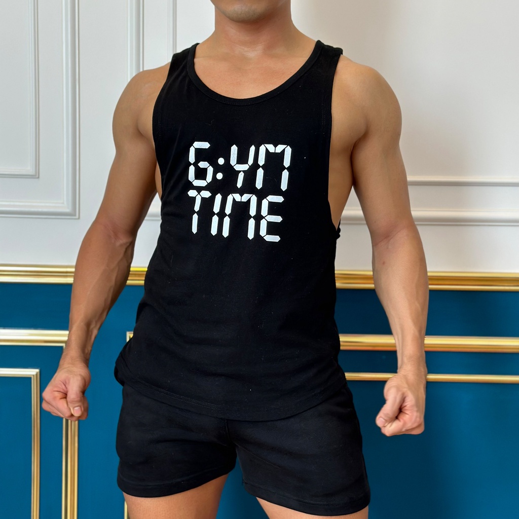 Áo Thun Ba Lỗ Tank Top GYM TIME thể thao nam thoáng khí mát mẻ -MALBL005- MAL STORE