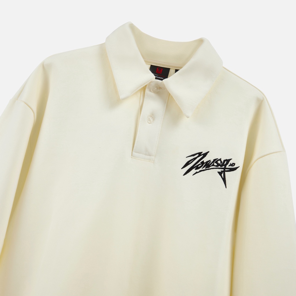 Áo Polo NEEDS OF WISDOM Nowsg Embroidered Long-Sleeve Polo Shirts - Cream - Local Brand Chính Hãng