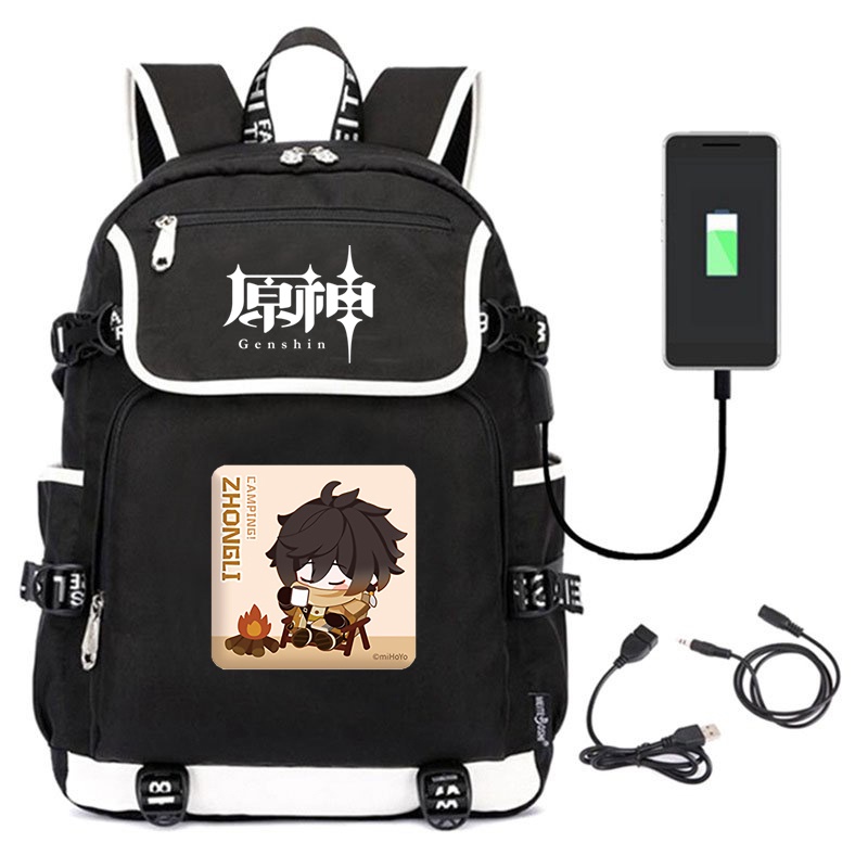 Balo nắp ngang in hình GENSHIN IMPACT ver CẮM TRẠI game anime chibi cặp sách nam nữ đi học