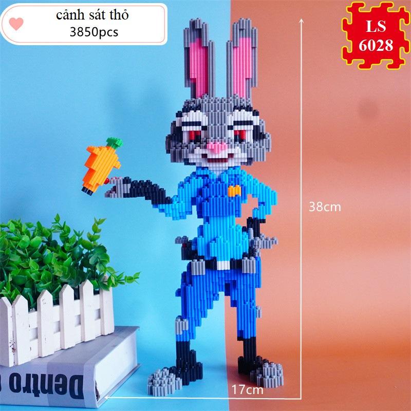 Đồ Chơi Lắp Ráp mô hình 3D Chú Thỏ Cảnh Sát, Cáo Dễ Thương Nhân Vật Zootopia Và Thỏ Judy Nick cho bé