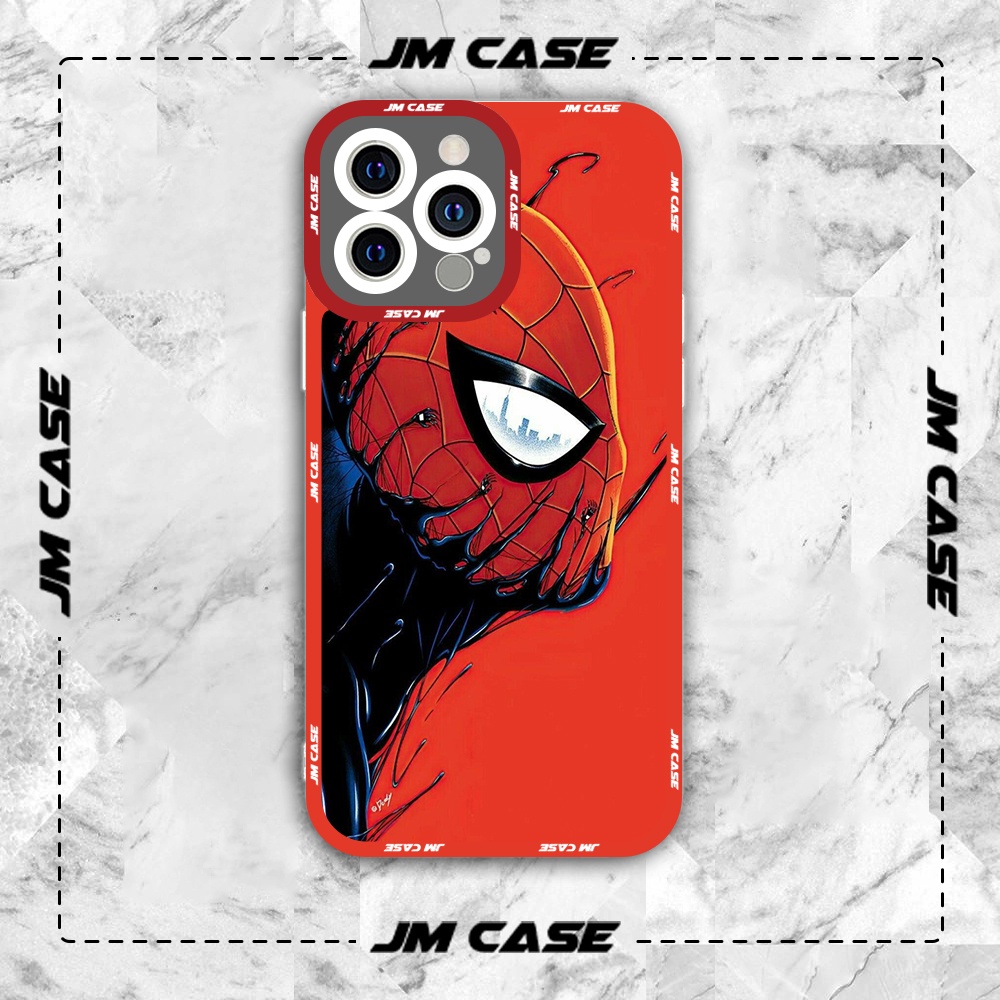 Ốp lưng iphone samsung xiaomi oppo cạnh vuông JMCase Người Nhện Spider Man Marvel Comic