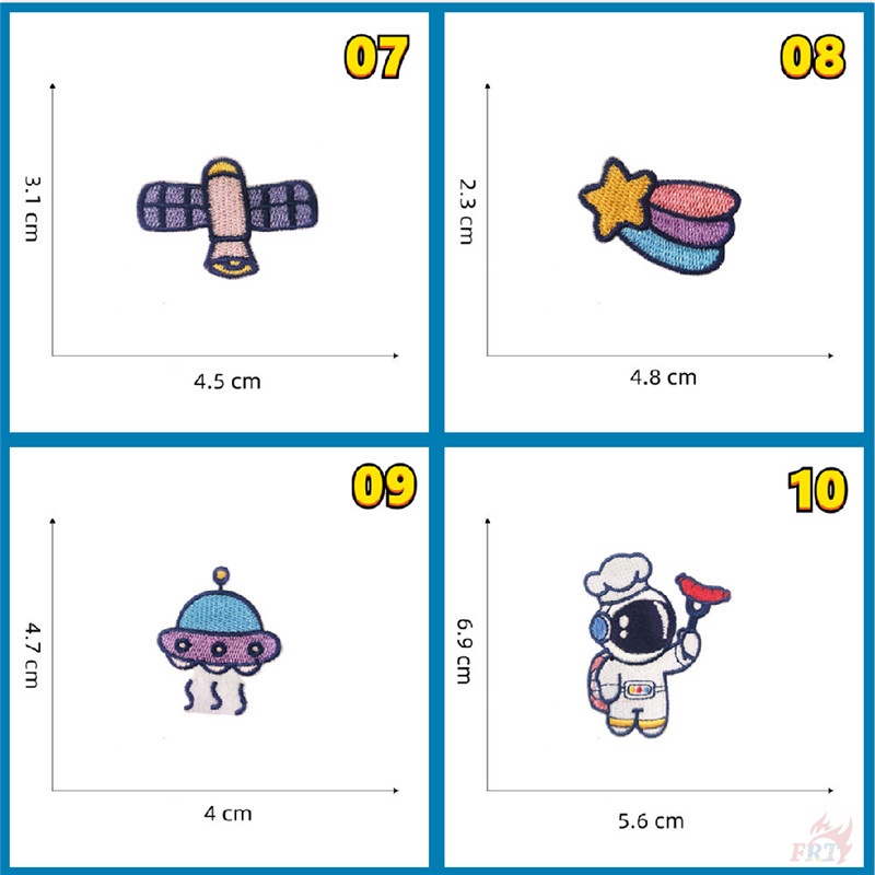 ✿ Miếng Dán Tự Dính Họa Tiết Phi Hành Gia Hoạt Hình UFO / Vệ Tinh / Tên Lửa / Ngôi Sao ✿ 1 Miếng Dán Ủi Lên Quần Áo & Túi Xách Thêu Hình Chim Ruồi