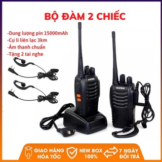 Bộ đàm gồm 2 chiếc - tặng 2 tai nghe - bảo hành 12 tháng