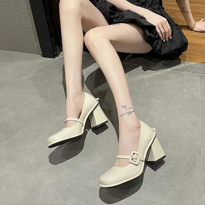 Giày Cao Gót Mũi Vuông Phong Cách Retro Thời Trang Mùa Hè Dành Cho Nữ