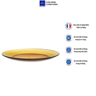 Bộ 2 dĩa d3006d duralex - lys vàng amber 23,5cm thủy tinh cường lực cao cấp pháp