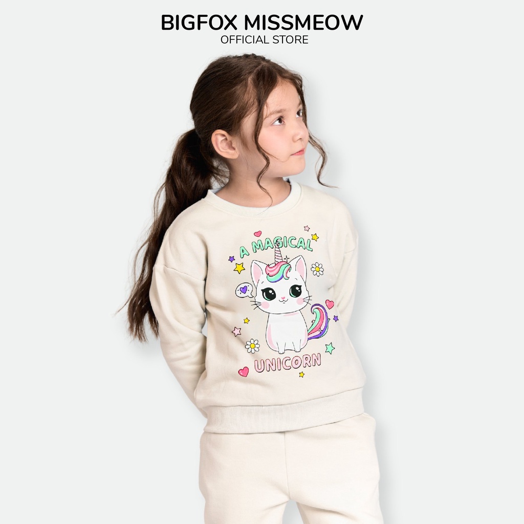 Bộ bé gái Bigfox - Miss Meow mùa thu đông chất nỉ bông họa tiết mèo magical dễ thương size trẻ em 3 - 11 tuổi