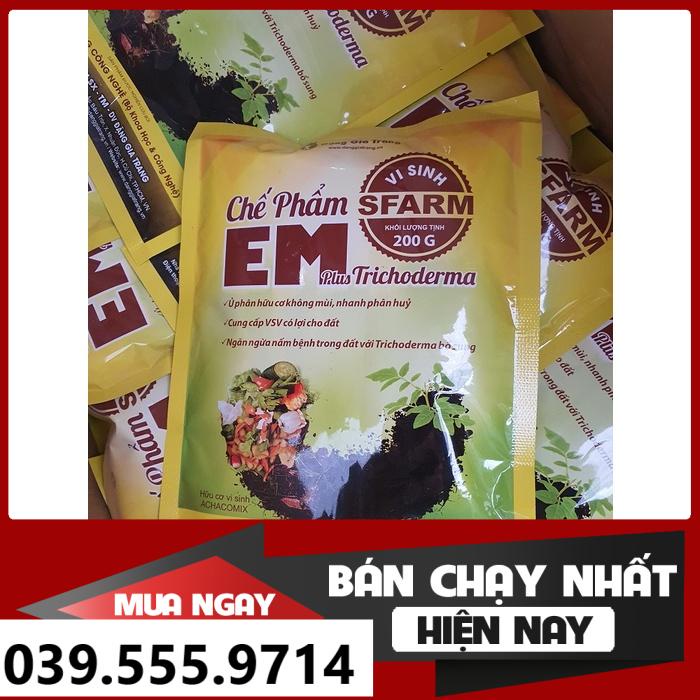 EM Plus Trichoderma Sfarm 200G DÙNG Ủ PHÂN RÁC THẢI KHÔNG MÙI
