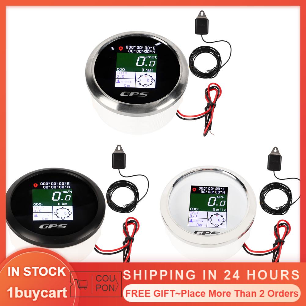 1buycart 85mm GPS Speedometer 9‑32V TFT Screen Digital Display Speed Gauge Universal for Yacht RV Motorcycle