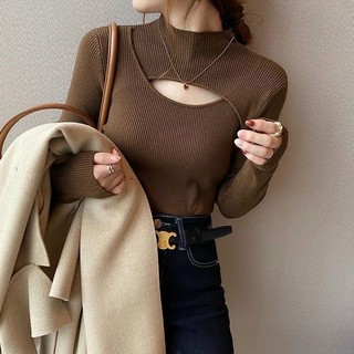 Áo len kiểu cổ khoét hàng QC mềm mịn,phong cách Hàn Quốc