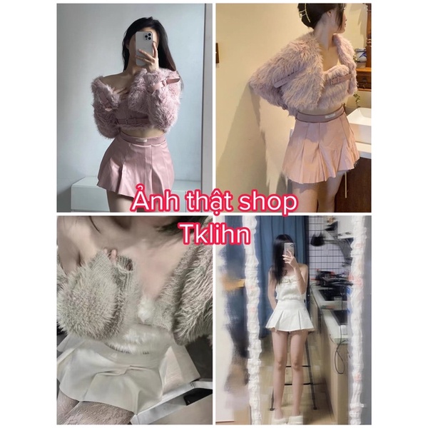 TKLIHN Set váy Lông cưu ROSES BLACKPINK Sang Chảnh Ulzzang SEXY FASHION 2022