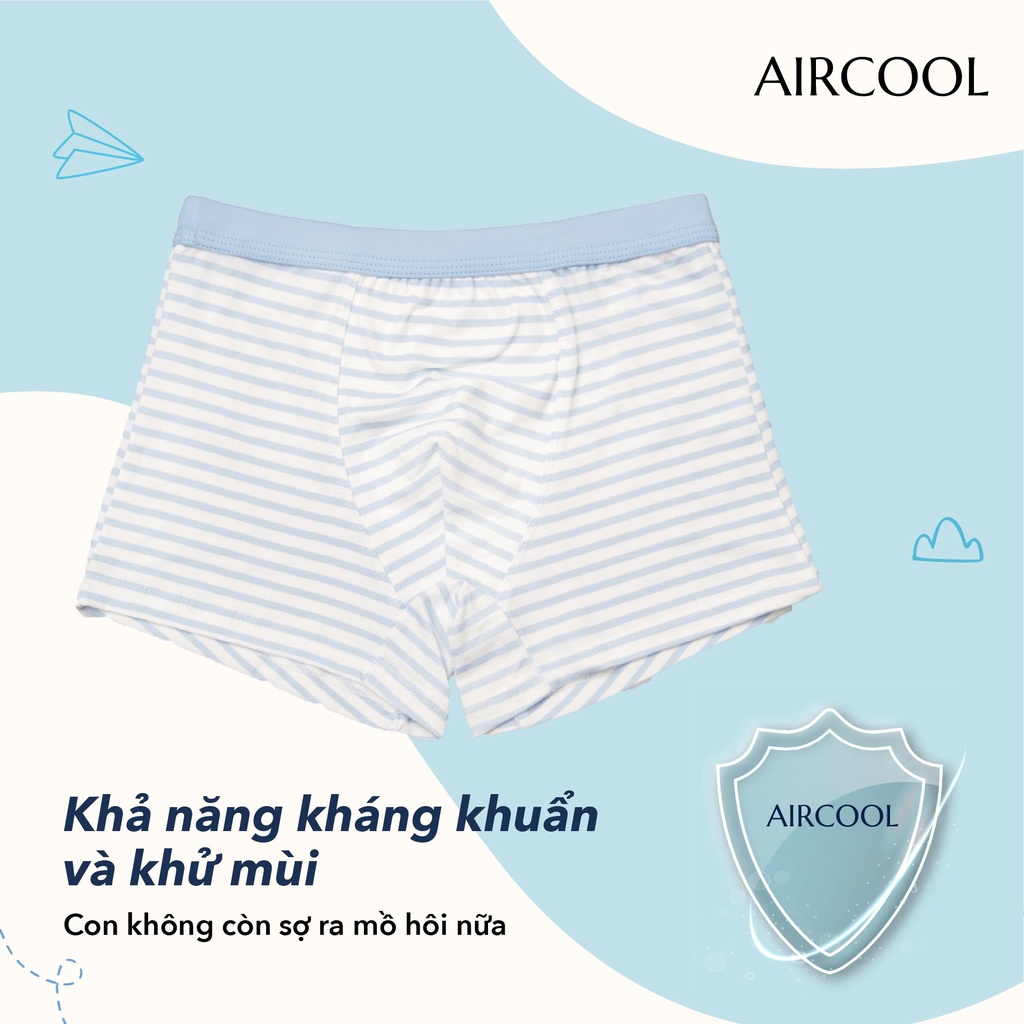 Quần lót bé trai Aircool, Set 3 quần sịp đùi, quần chip aircool bé trai teen vải sợi tre mềm mịn, thấm hút, kháng khuẩn