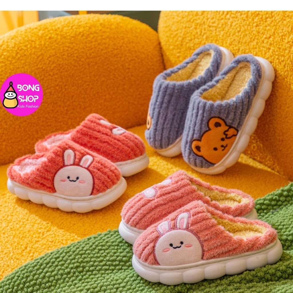 Dép Bông Đi Trong Nhà Cho Bé, Dép Bông Trẻ Em Họa Tiết Đáng Yêu