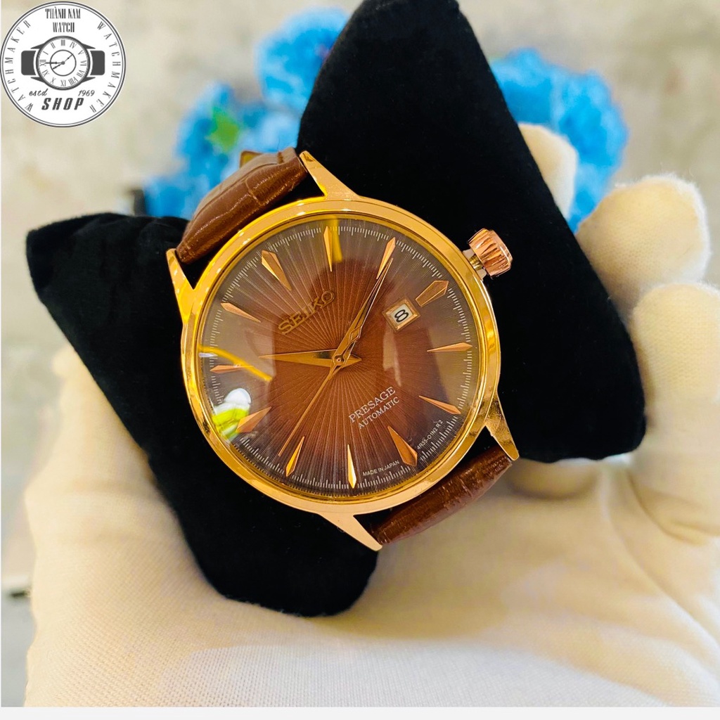Đồng hồ nam Seiko dây da máy nhật, mặt kính sapphire chống xước , chống nước 3 atm ĐỒNG HỒ THANH NAM 247