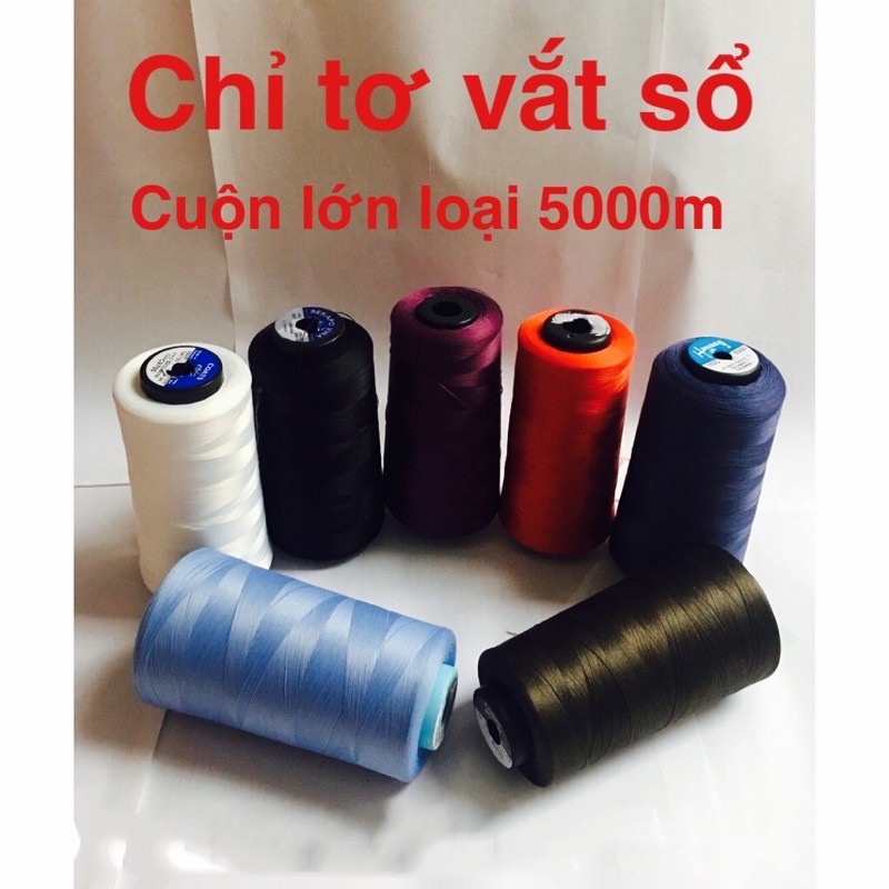 Chỉ tơ vắt sổ ống 5000m (Giao màu ngẫu nhiên)