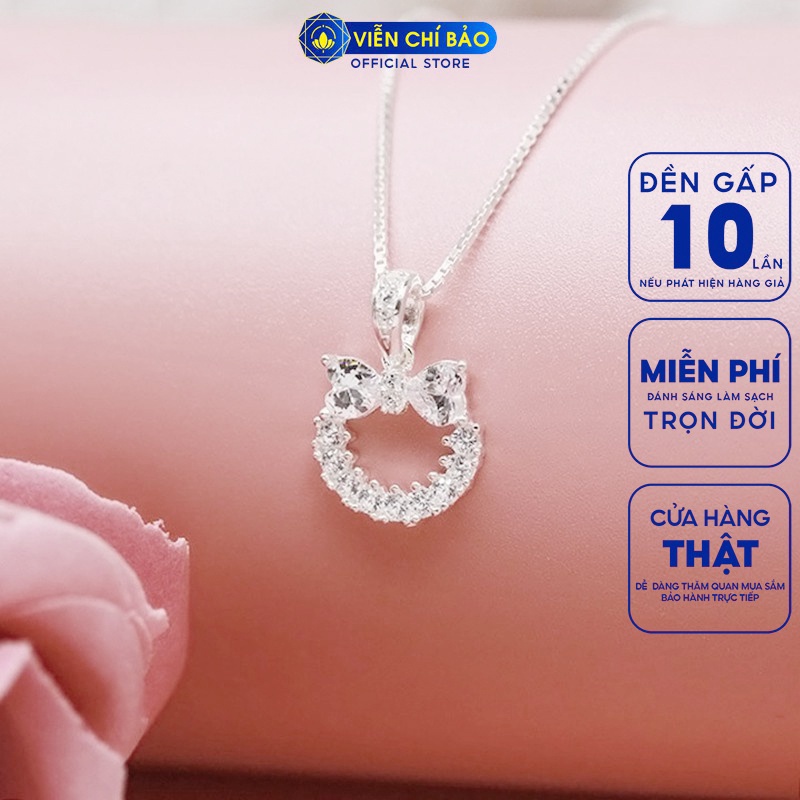 Dây chuyền nữ nơ nạm cườm chất liệu bạc S925 thời trang phụ kiện trang sức nữ Viễn Chí Bảo D400798