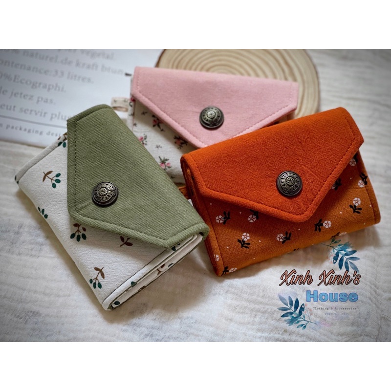 Ví vải handmade phối màu xinh xắn( có khoá kéo)