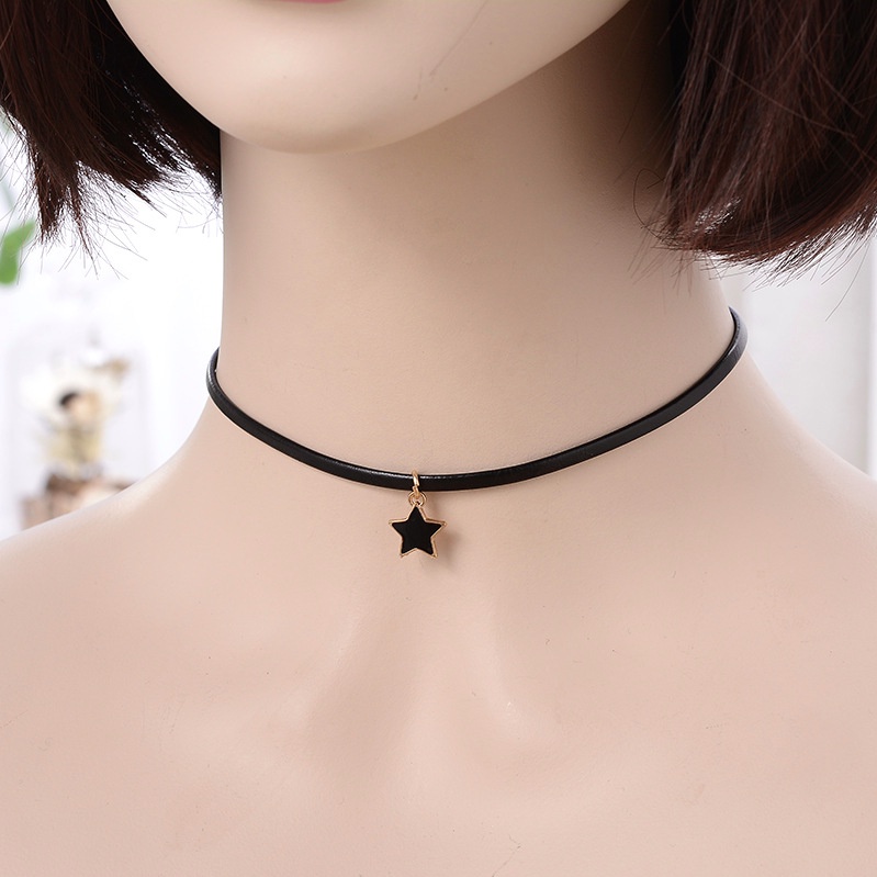 Vòng cổ dây chuyền choker nữ vải mặt ngôi sao phong cách hàn quốc cá tính