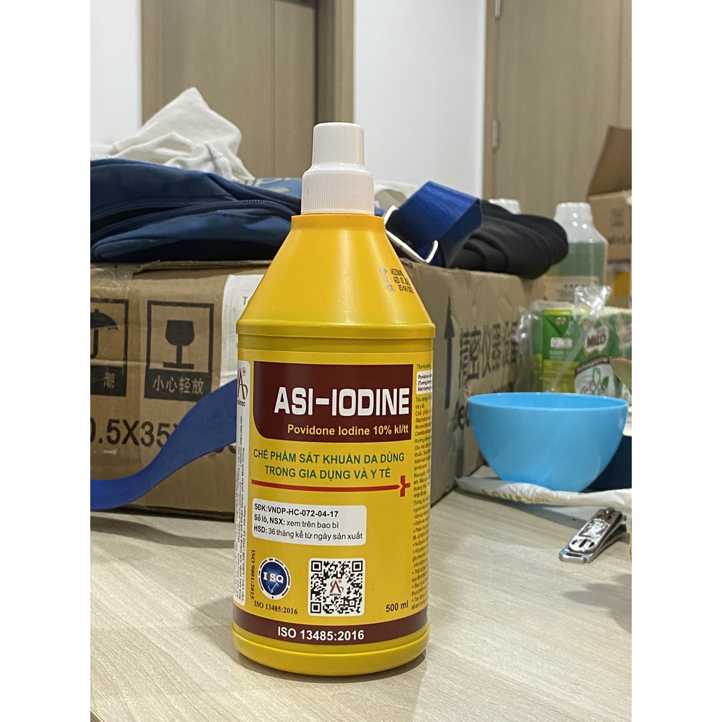 Dung dịch cồn vàng sát khuẩn Povidone Iodine 10% chai 500ml