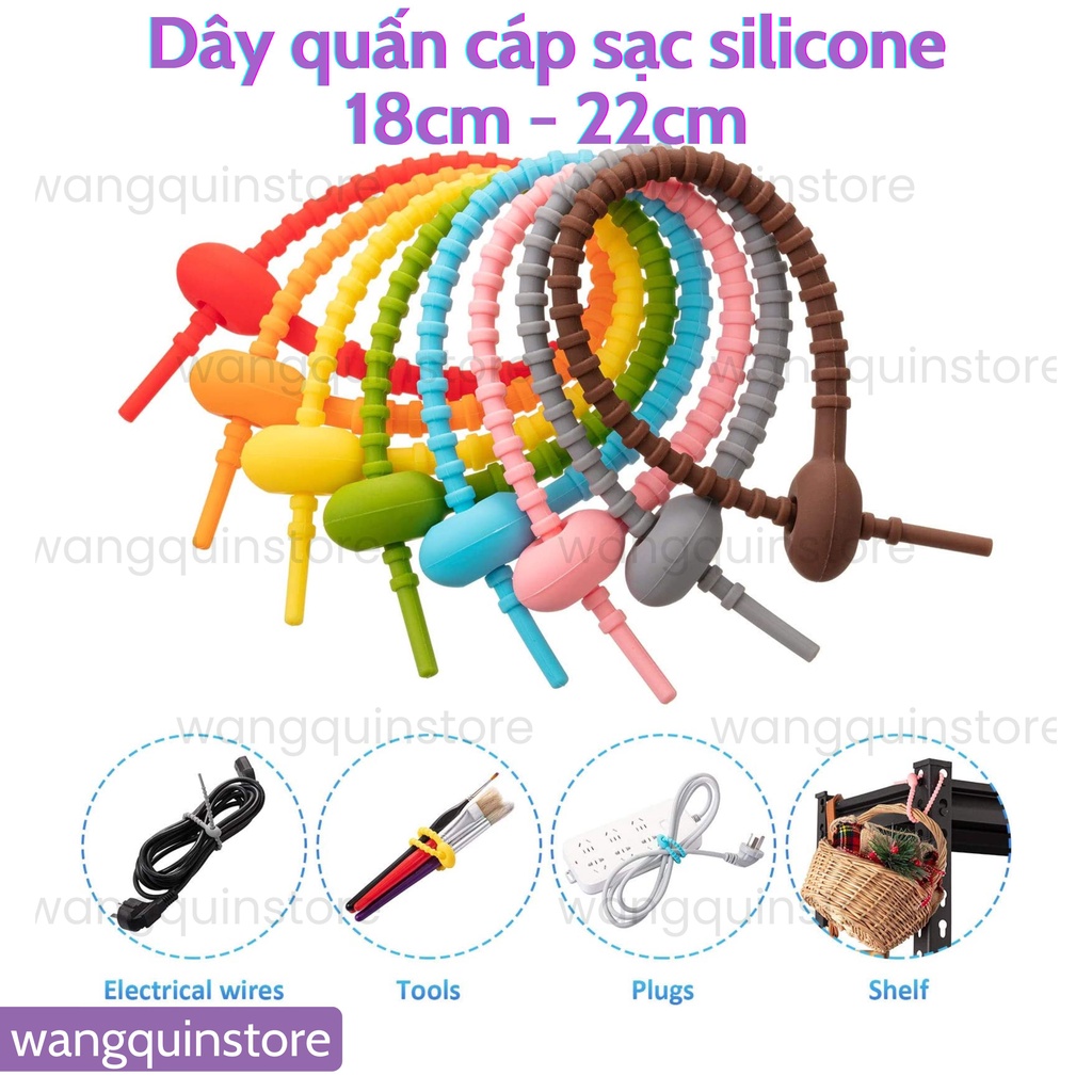 Dụng cụ quấn sắp xếp dây cáp sạc USB/dây cáp cổng tai nghe đủ màu chống rối gọn gàng tiện dụng Silicone cao cấp đủ màu