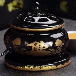 Lư đốt trầm điện, Lư xông trầm hương bằng điện có hẹn giờ chỉnh nhiệt - Chất liệu gốm sứ cao cấp