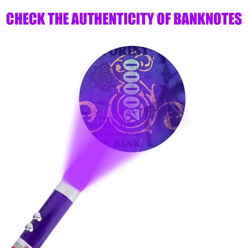 Móc Khóa Đèn Pin LED UV Mini 3 Trong 1 Đa Năng Tiện Dụng