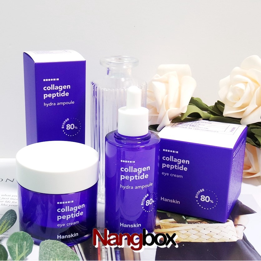 Set Cấp Ẩm Căng Bóng HANSKIN COLLAGEN PEPTIDE AMPOULE & CREAM