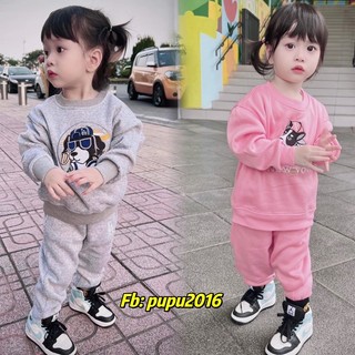 Set bộ nỉ m.l.b. hồng/ghi cho bé