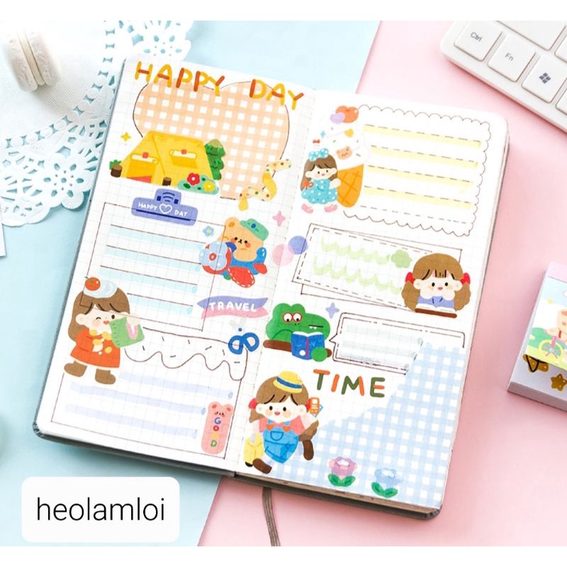 Sổ tay đa năng: note, sticker, sketchbook 50 trang size lớn 172mm cực dễ thương