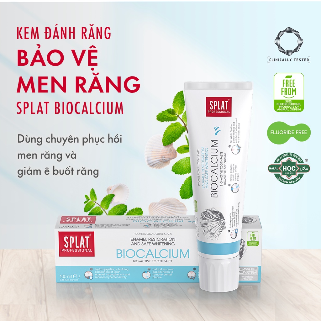 Kem đánh răng cho người niềng SPLAT biocalcium củng cố men răng, giảm ê buốt, loại bỏ mảng bám, trắng răng 100ml