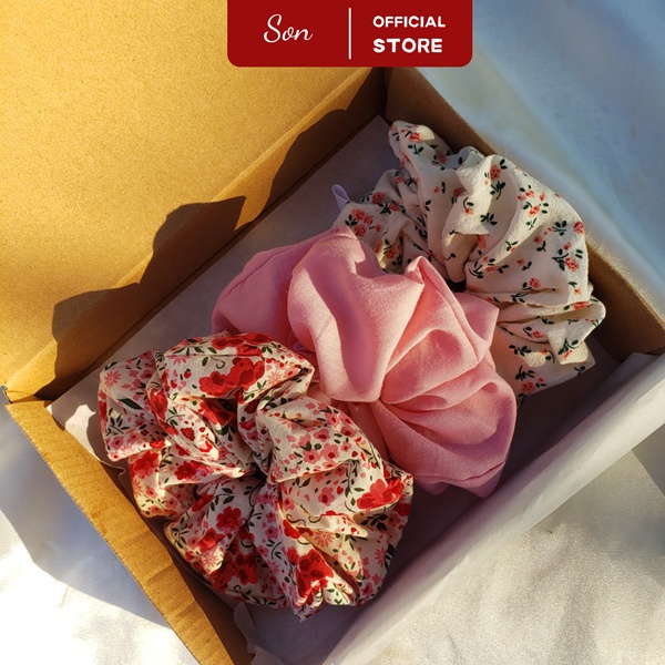 Dây Buộc Tóc Scrunchies Handmade Hoa Nhí Phong Cách Tiểu Thư
