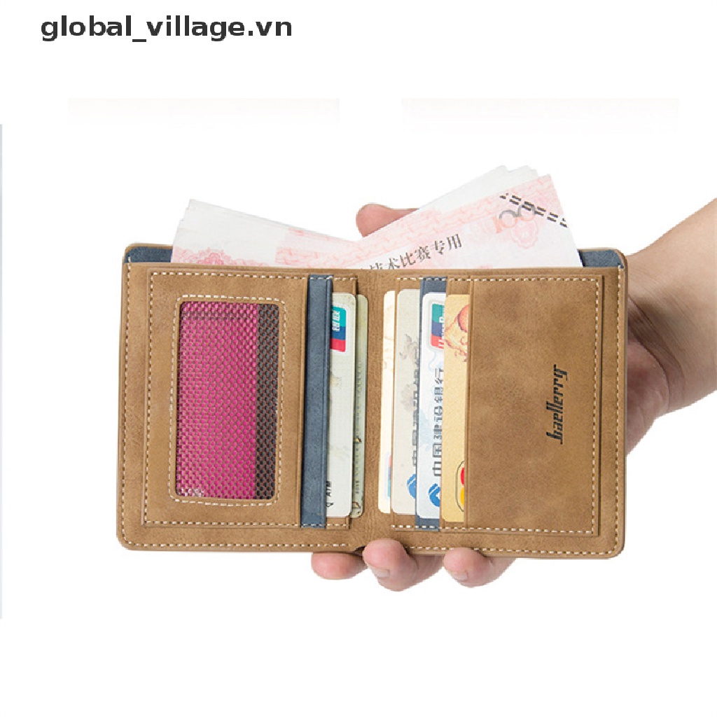 [global_village] Ví Da PU Ngắn Dạng Gập Hai Ngăn Đựng Thẻ Cổ Điển Cho Nam [VN] #3