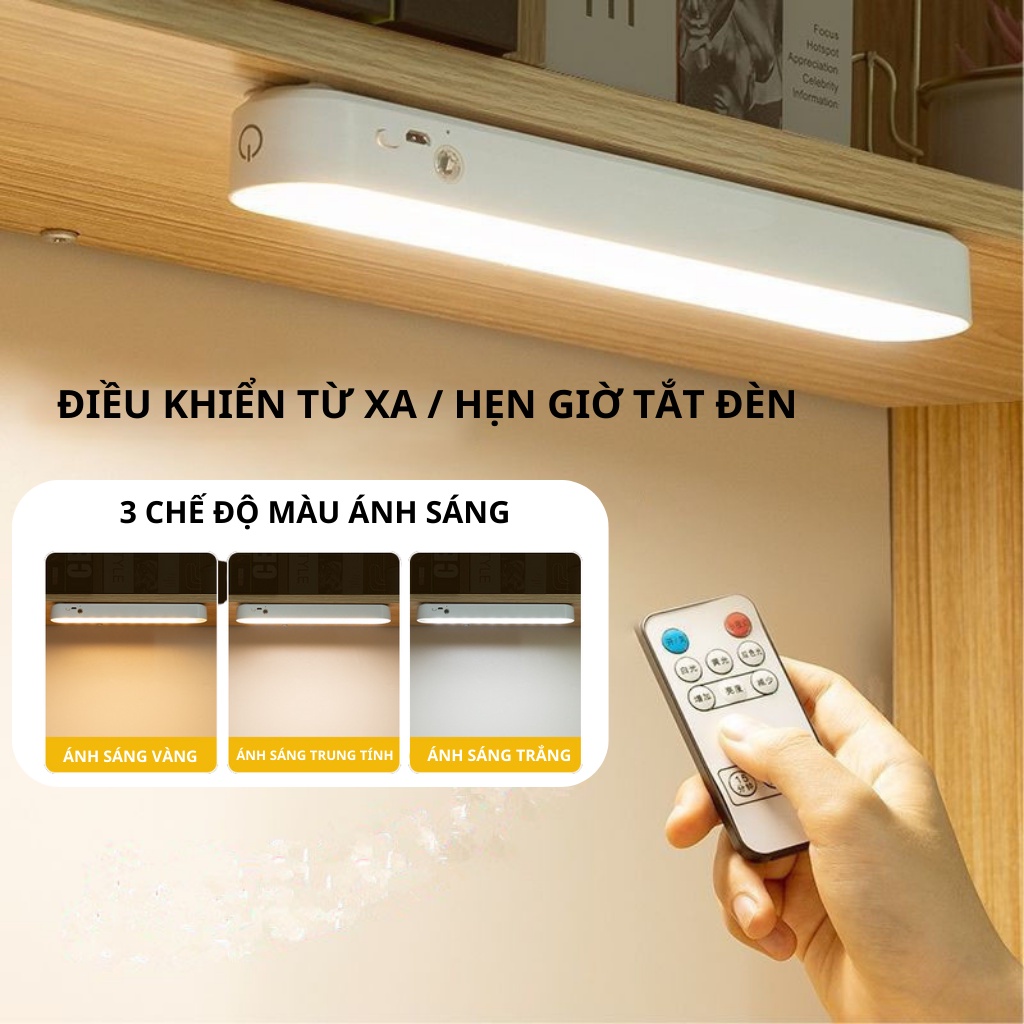 Đèn học led bảo vệ mắt tích điện có remote , đèn led cảm ứng 3 chế độ sáng cao cấp, gắn phòng ngủ