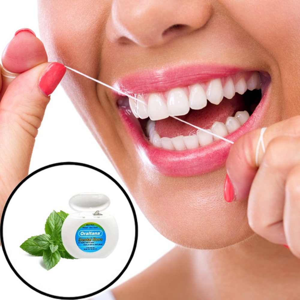 Chỉ nha khoa Oraltana vệ sinh răng miệng làm sạch kẽ răng loại bỏ thức ăn thừa mảng bám cuộn dài 50m