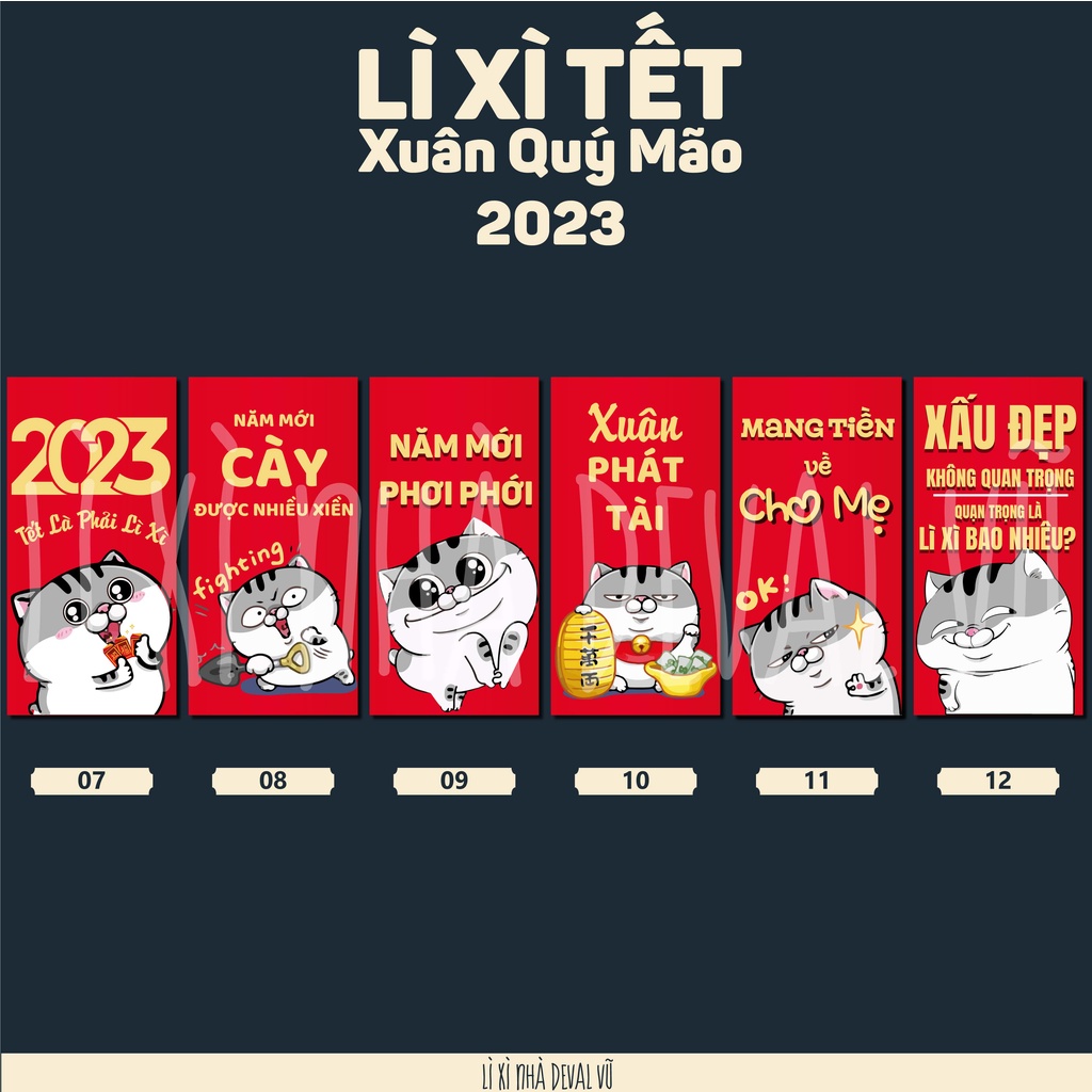 50 Bao Lì Xì Mèo Ami Bụng Bự 2023