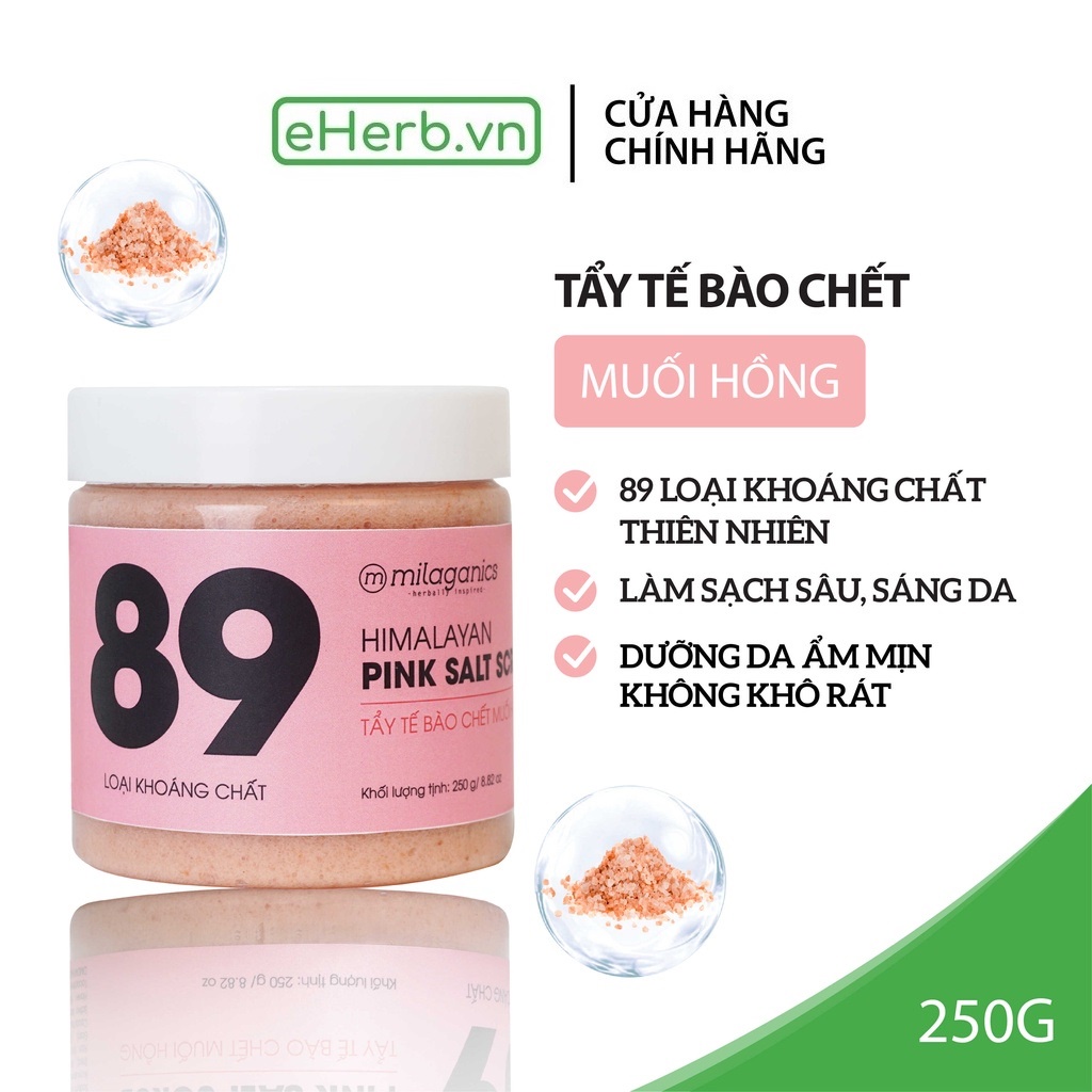 Tẩy tế bào chết muối hồng MILAGANICS 89 loại khoáng chất trắng sáng da, giảm tế bào chết cho body 250g/hộp | BigBuy360 - bigbuy360.vn