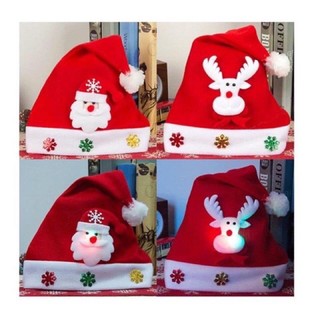 Nón noel, mũ noel giáng sinh cho người lớn và trẻ em chất vải nỉ có đèn led phát sáng