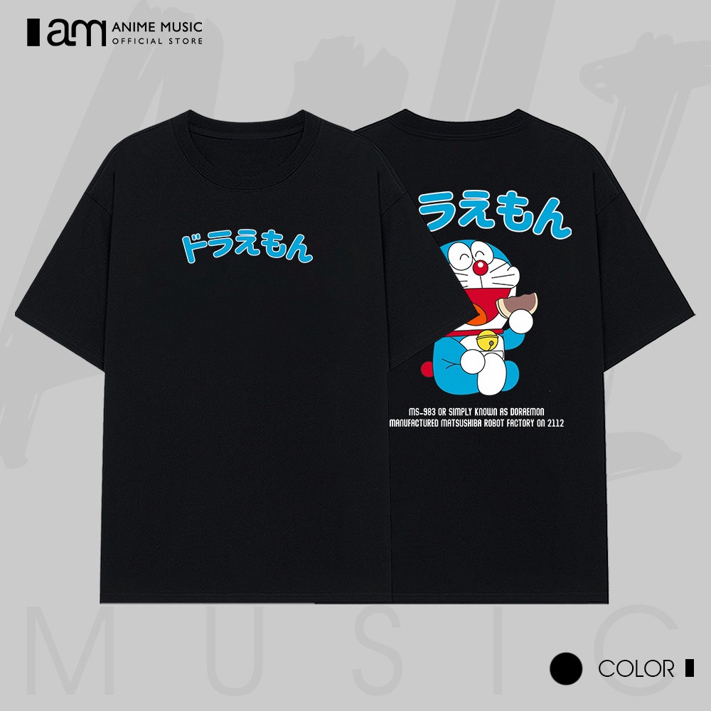 Áo thun DORAEMON Oversized 100% Cotton (Black) ngắn tay