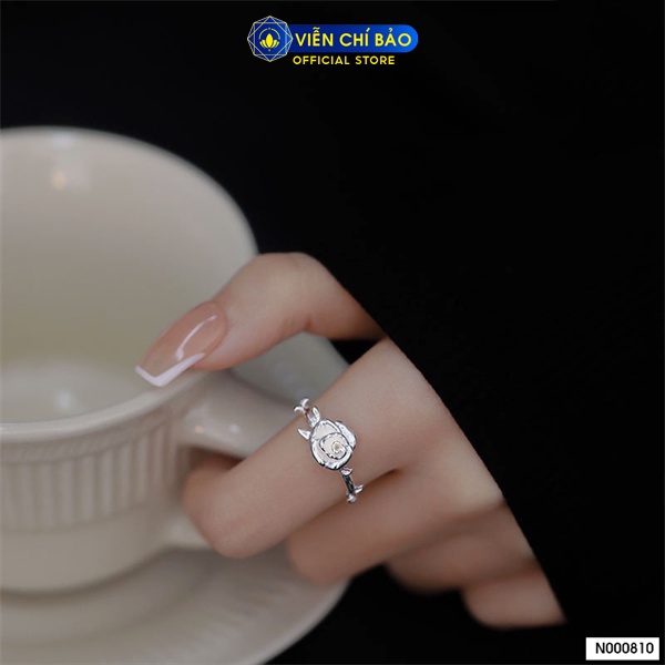 Nhẫn bạc nữ hoa hồng cách điệu chất liệu bạc 925 thời trang phụ kiện trang sức Viễn Chí Bảo N000810